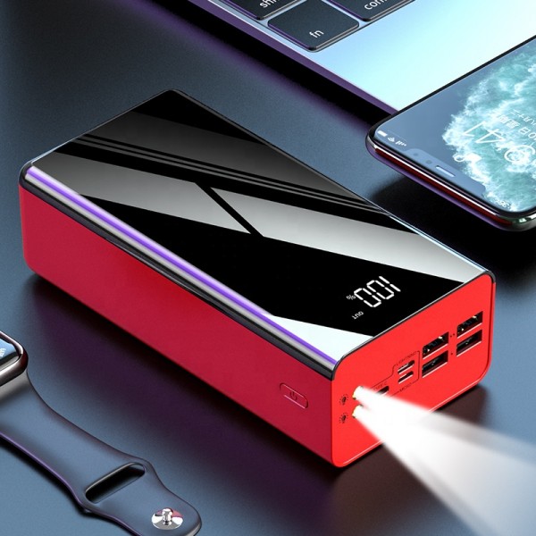50000mah high capacity LED Torch mobile phone power bank Polymer lithium battery charger with Multiple usbport
