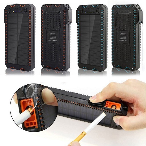 New arrivals dual ports LED torch 20000mah solar power bank with cigarette lighter