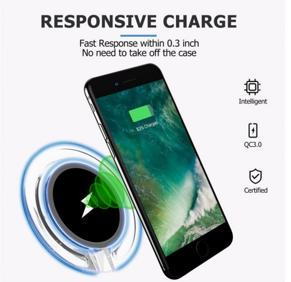 OEM 5W Round Portable Qi Fast Mobile Phone fast Wireless Charger
