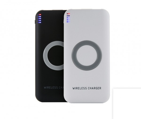 wholesales custom  Indicator light power bank qi wireless 10000mAh ultra slim case white
