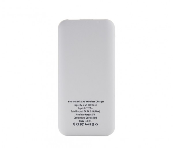 wholesales custom  Indicator light power bank qi wireless 10000mAh ultra slim case white