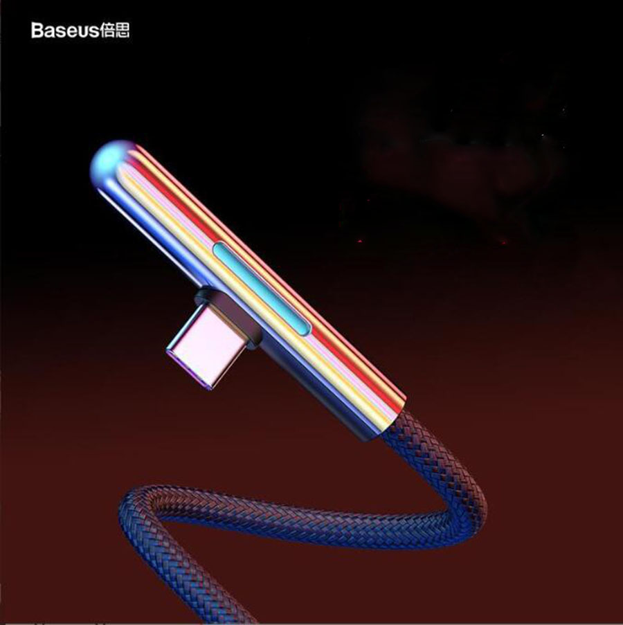 Baseus colorful streamer elbow  light flash  USB  charging mobile phone TYPE-C   Automatic power-off data cable  1M/2M