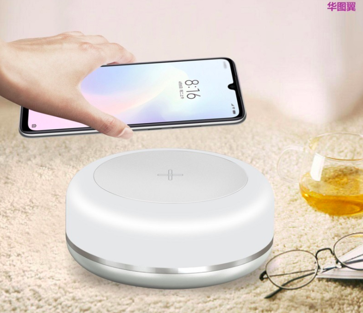 Portable Mini Slim Fast Qi Wireless Mobile Phone Charger with LED  Colorful Lights Eeon-L01