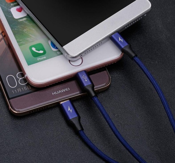 Baseus 3 in 1 micro usb type-c Lightning 3A fast charging data  cable For apple android huawei smart phone